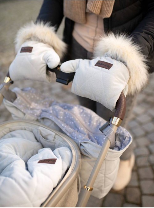 Rękawice do wózka Kinder Hop Muff&Go Triangles Light Grey