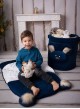 Teddy Toy basket Big Diamonds Deep Blue