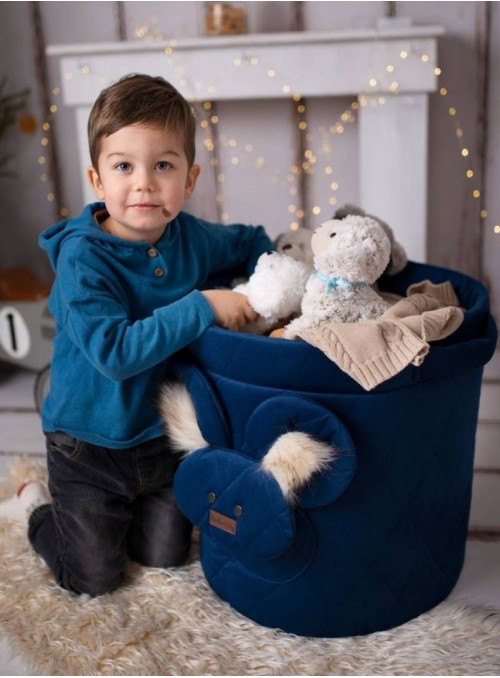 Teddy Toy basket Big Diamonds Deep Blue