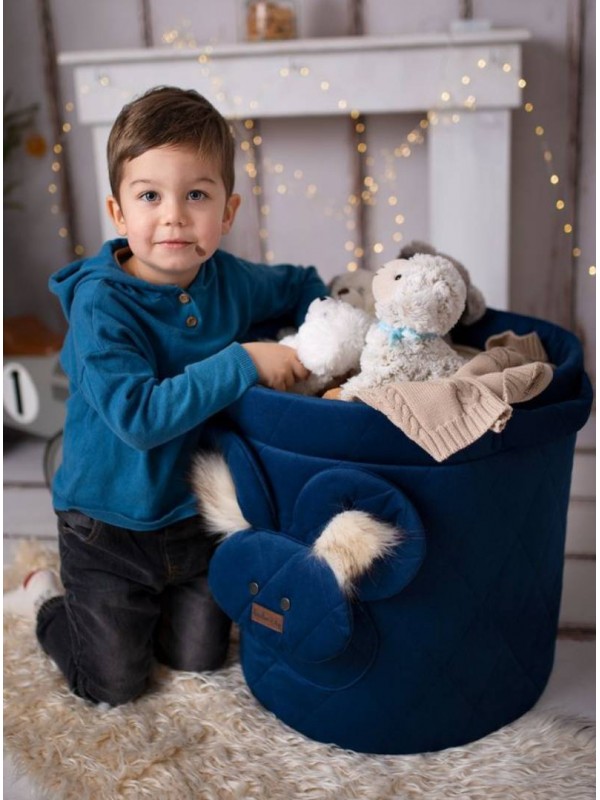 Teddy Toy basket Big Diamonds Deep Blue