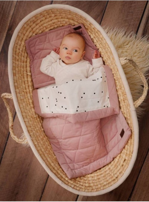 Kołderka dwustronna Kinder Hop Triangles Pink - Minky/bawełna, 50x70 cm