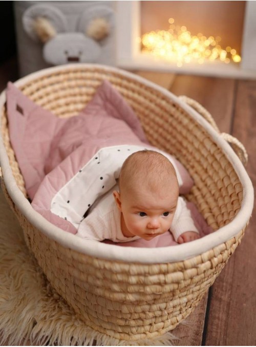 Kołderka dwustronna Kinder Hop Triangles Pink - Minky/bawełna, 100x70 cm