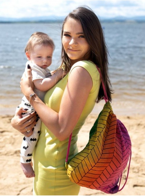 Plecak/Torba - Big Herringbone Rainbow Intensive 100% Bawełna, rozmiar 31cm x 43cm