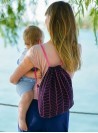 SACKPACK FOR WRAP - Big Herringbone dark pink 100% Cotton, size 31cm x 43cm