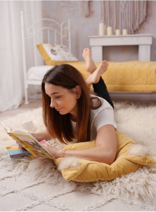 Pillow-Cat Triangles Mustard