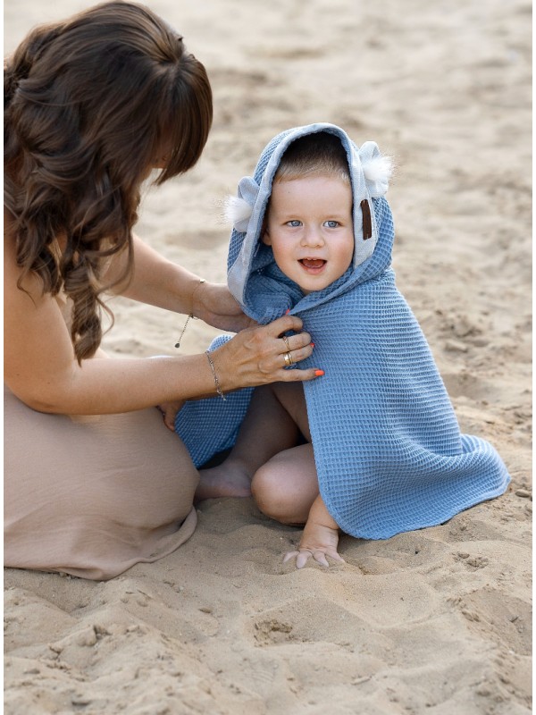 Bubble Hop Baby Towel Mint Grey