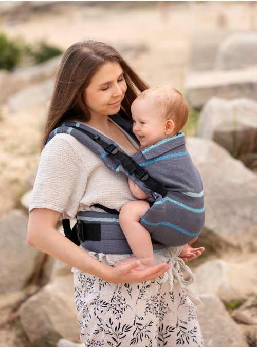 Adjustable Baby Carrier Grow Up Wrap: Blue Cobweb Summer