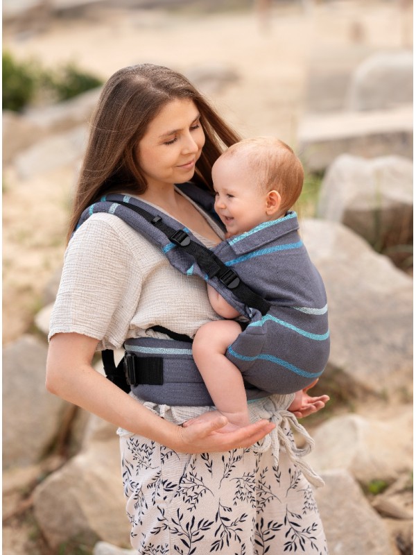 Adjustable Baby Carrier Grow Up Wrap: Blue Cobweb Summer