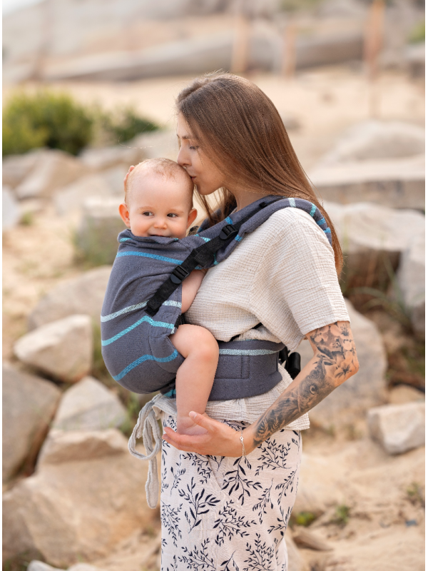 Adjustable Baby Carrier Grow Up Wrap: Blue Cobweb Summer