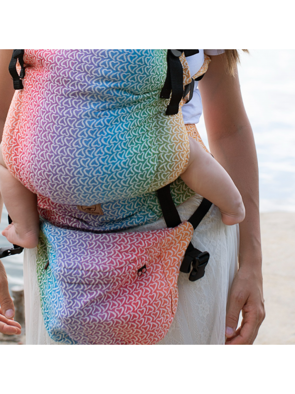 Adjustable Baby Carrier Multi Size: Little Hearts Rainbow, 100% cotton, jacquard