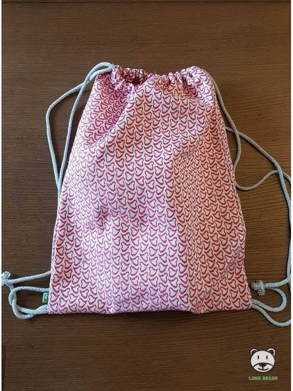 SACKPACK FOR WRAP - LITTLE HEARTS (pink) 100% Cotton, size 31cm x 43cm