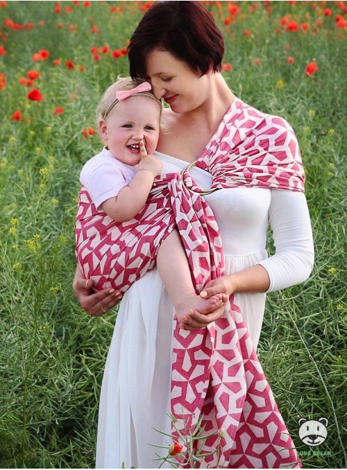 MITSU RING (red) RING - 100% Cotton, ring slings, size: 2,1 m, weave jacquard