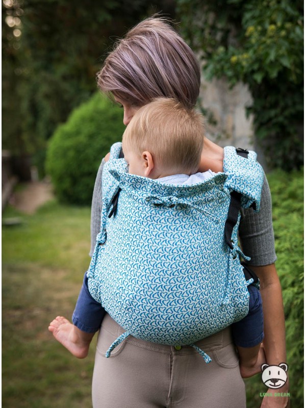 Adjustable Baby Carrier Multi Size: Little Hearts blue, 100% cotton, jacquard