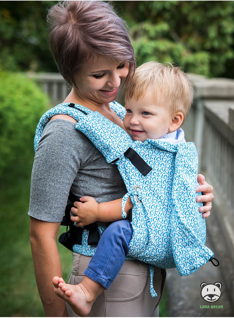 Adjustable Baby Carrier Multi Size: Little Hearts blue, 100% cotton ...