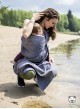 Chusta do noszenia dzieci HERRINGBONE GREY RING - 100% Bawełna, chusta kółkowa, rozmiar: 2,1 m, splot żakardowy