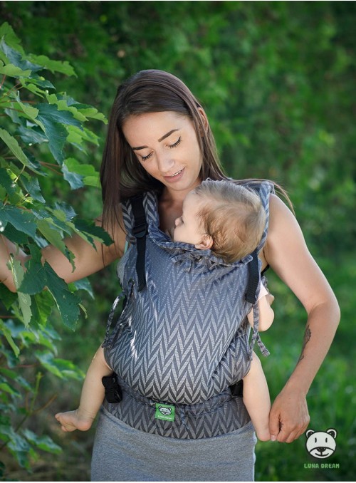 Adjustable Baby Carrier Multi Size: Herringbone grey, 100% cotton, jacquard