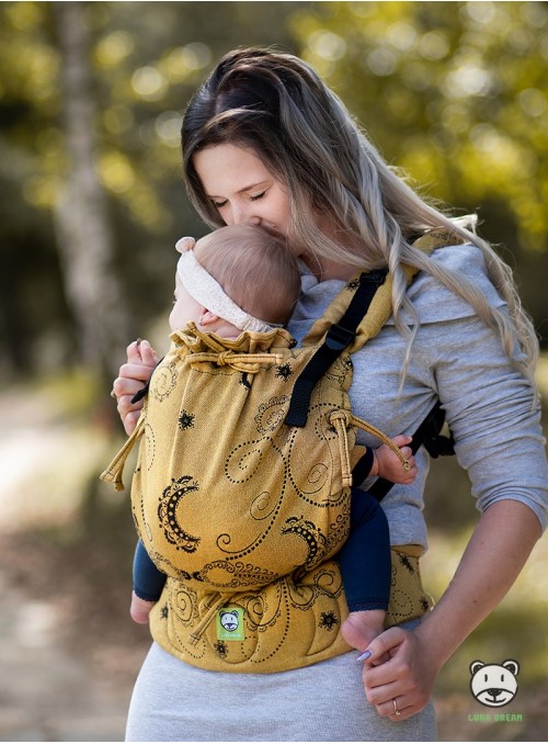 Adjustable Baby Carrier Multi Size: Black and Gold (gold), 100% cotton, jacquard