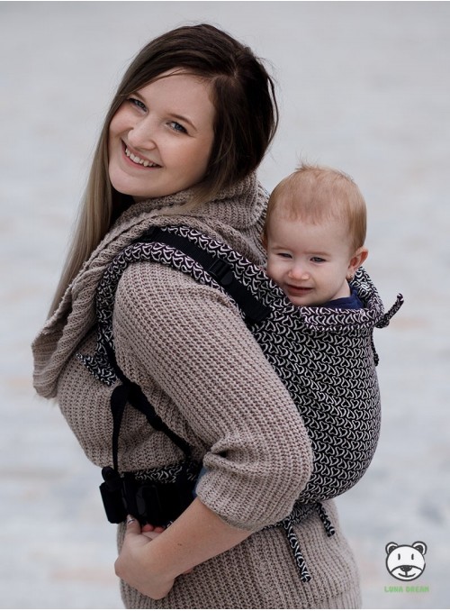 Adjustable Baby Carrier Multi Size: Little Hearts ecru, 100% cotton, jacquard