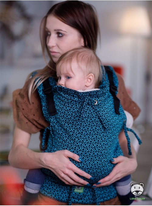 Adjustable Baby Carrier Multi Size: Little Hearts green, 100% cotton, jacquard
