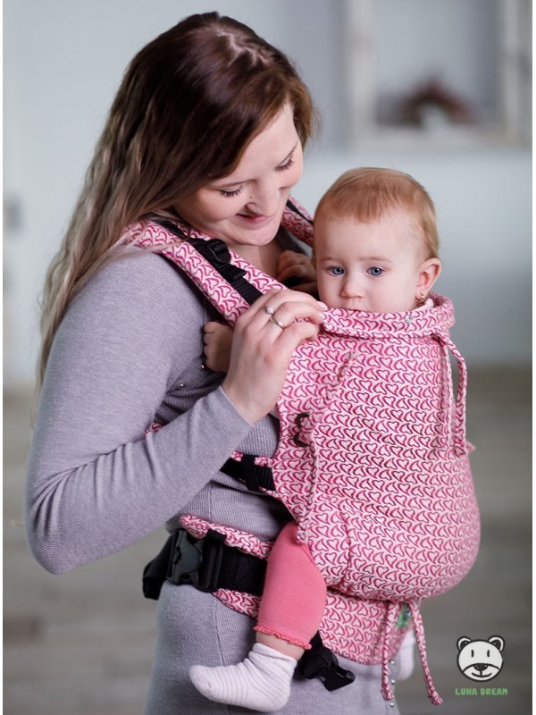 Adjustable Baby Carrier Multi Size: Little Hearts Pink, 100% cotton, jacquard