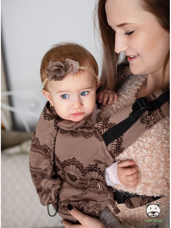 Adjustable Baby Carrier Multi Size: Diamond Lace Cappuccino, 100% cotton, jacquard