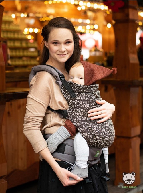 Adjustable Baby Carrier Grow Up Wrap: Little Hearts Gold - 95% cotton 5% lurex, jacquard