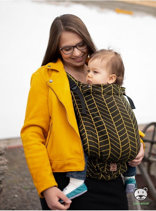 Adjustable Baby Carrier Grow Up Wrap: Big Herringbone dark yellow