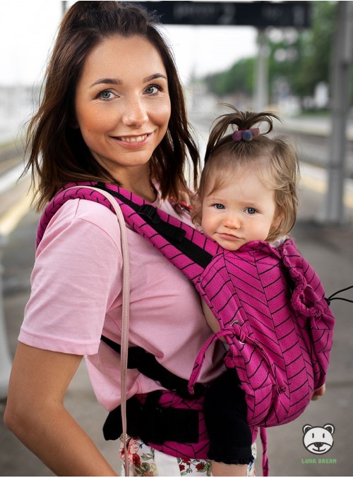 Adjustable Baby Carrier Multi Size: Big Herringbone pink, 100% cotton, jacquard