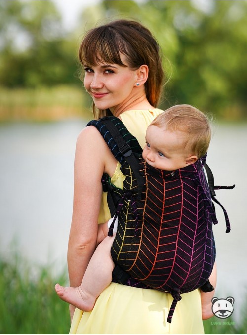 Nosidełko regulowane Multi Size: Big Herringbone Rainbow - 100% bawełna, splot żakardkowy