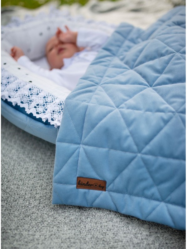 Triangles Jeans double-sided quilt - Minky/cotton,