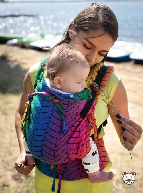 Adjustable Baby Carrier Multi Size: Big Herringbone Rainbow Intensive, 100% cotton, jacquard