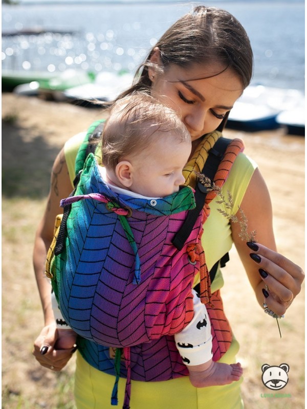 Adjustable Baby Carrier Multi Size: Big Herringbone Rainbow Intensive, 100% cotton, jacquard