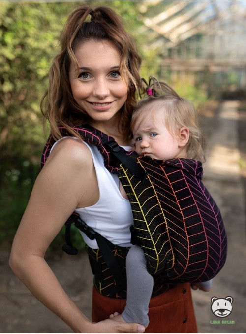 Adjustable Baby Carrier Grow Up Wrap: Big Herringbone Rainbow