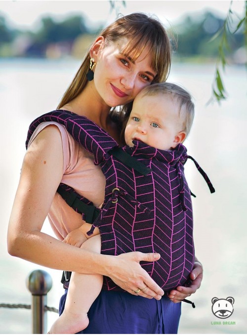 Adjustable Baby Carrier Multi Size: Big Herringbone dark pink, 100% cotton, jacquard