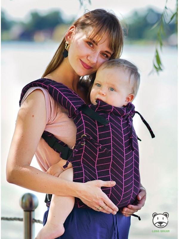 Adjustable Baby Carrier Multi Size: Big Herringbone dark pink, 100% cotton, jacquard