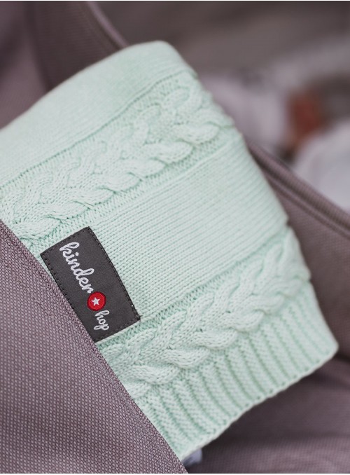Turquoise knitted baby blanket, 100% cotton, 90x65 cm