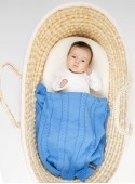 Kinder Hop Blue knitted baby blanket, 100% cotton, 90x65 cm