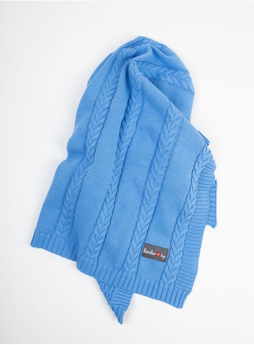 Blue knitted baby blanket, 100% cotton, 90x65 cm