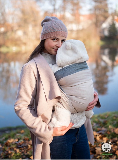 Chusta do noszenia dzieci DIAMOND CREAMY - 60% bawełna 20% len 20 bambus, splot diamentowy