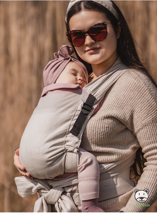 Adjustable Baby Carrier Half Buckle: Diamond Creamy (60% cotton 20% linen 20 bamboo)