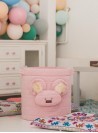 Teddy Toy basket Triangles Pink
