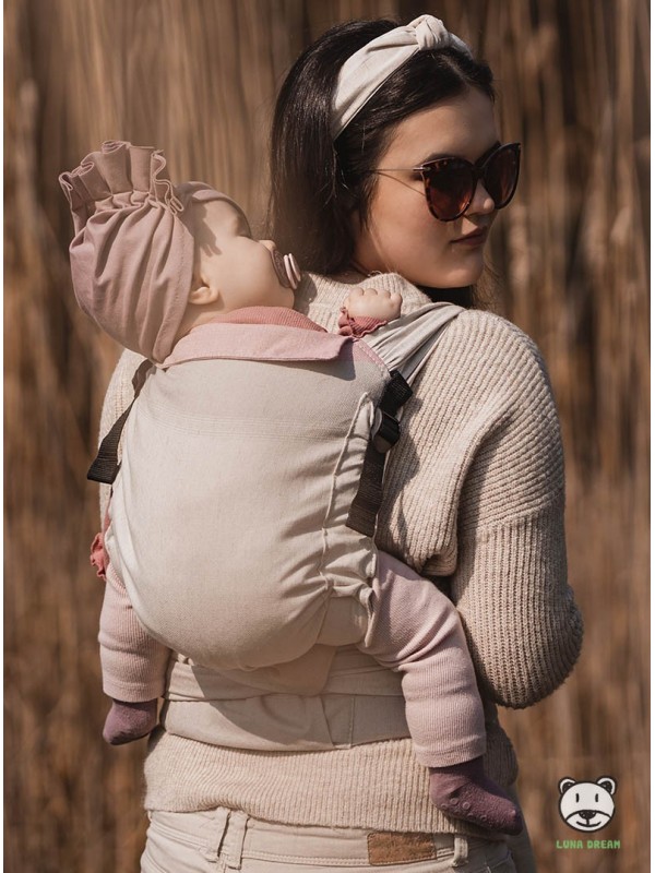 Adjustable Baby Carrier Half Buckle: Diamond Creamy (60% cotton 20% linen 20 bamboo)