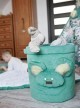 Teddy Toy basket Leaves Ocean Green