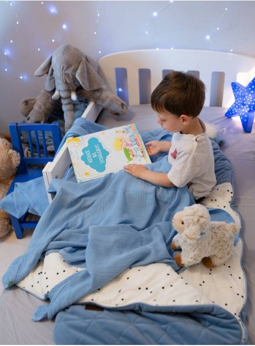 Bamboo muslin baby blue: 130x110 cm, 60% cotton / 40% cv bamboo