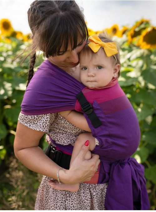 Adjustable Baby Carrier Half Buckle: PURPLE LOVE BAMBOO - 60% Cotton 40% Bamboo