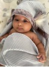 Bubble Hop Baby Towel Mint Grey