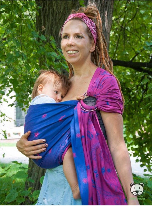 LUNA PINK RING - 100% Cotton, ring slings, size: 2,1 m, weave jacquard