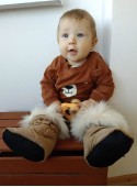 Happy Feet Insulated Sole Baby Shoes Caramel Teddy in Clouds 8-18 months