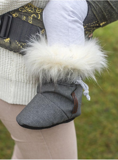 Happy Feet Insulated Sole Baby Shoes Softshell Grey 8-18 months