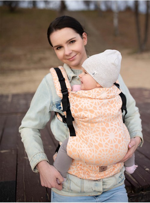 Adjustable Baby Carrier Grow Up Wrap: Peach Cobweb Summer